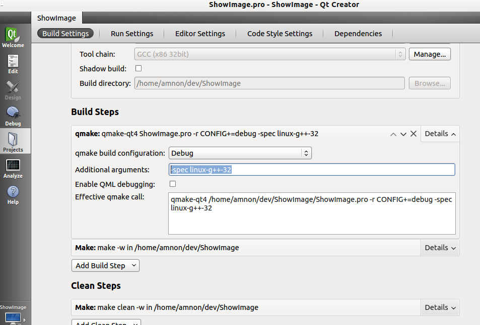 Qt Config configure g++32 on Ubuntu